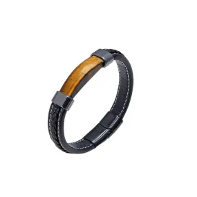 Tiger Eye Stone Leather  Bracelet