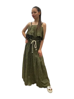 Yes Zee Boho women's long dress A427 0905 1539 military green